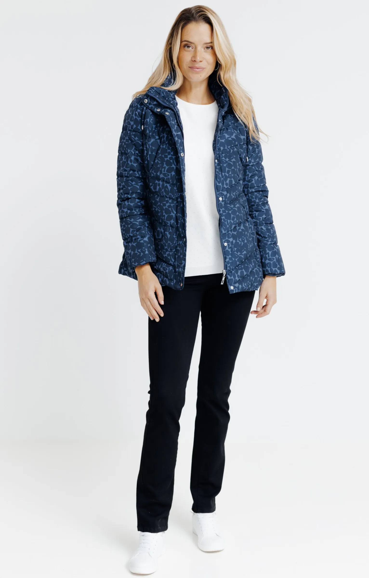 Impers & Parkas<Armand Thiery Doudoune imprimée col montant capuche - Bleu