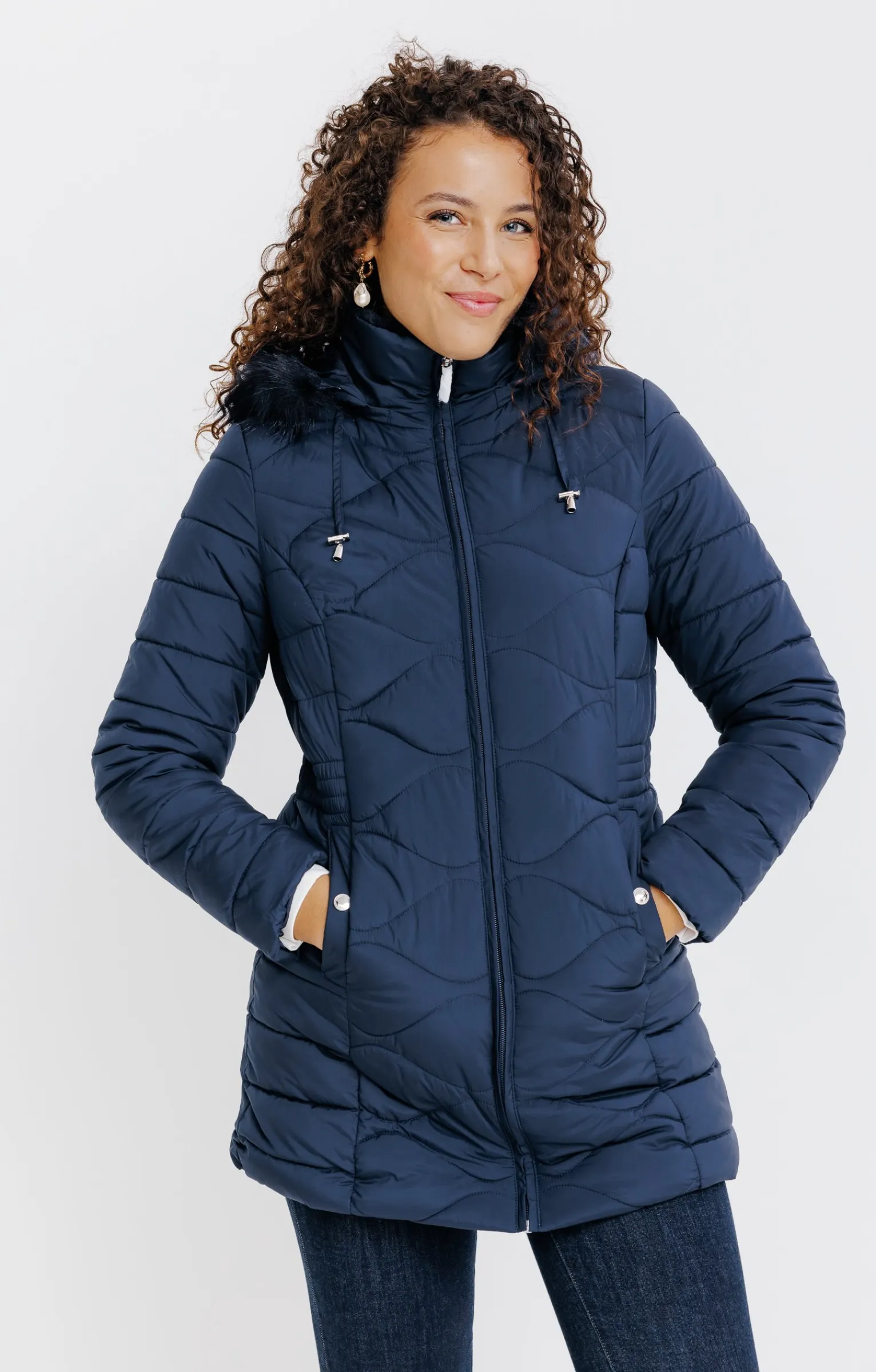 Impers & Parkas<Armand Thiery Doudoune longue au matelassage fantaisie - Marine