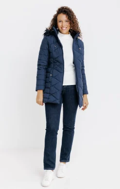 Impers & Parkas<Armand Thiery Doudoune longue au matelassage fantaisie - Marine