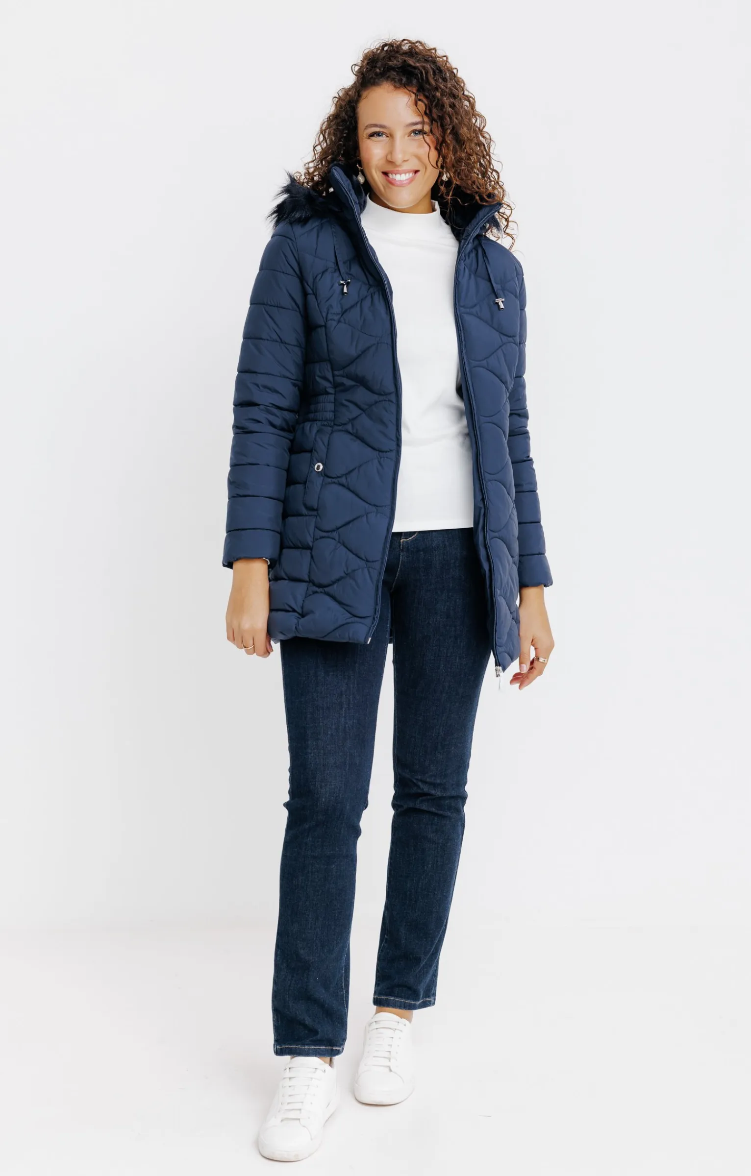 Impers & Parkas<Armand Thiery Doudoune longue au matelassage fantaisie - Marine