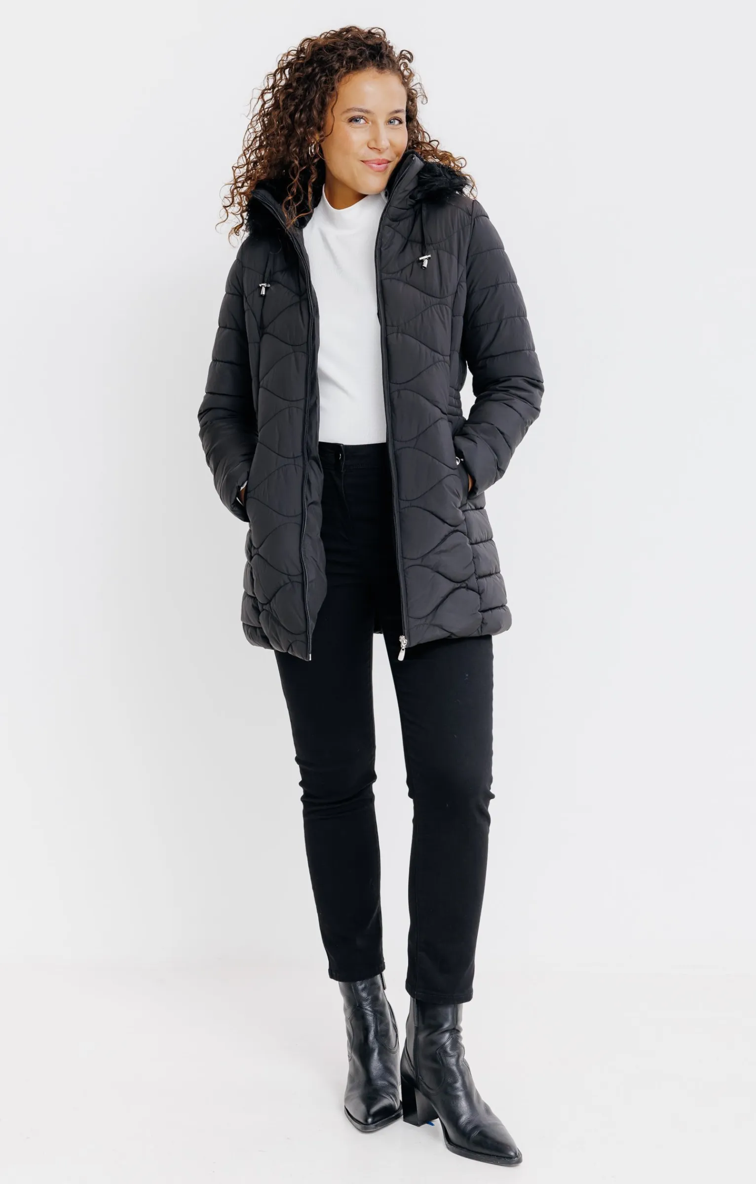 Impers & Parkas<Armand Thiery Doudoune longue au matelassage fantaisie - Noir