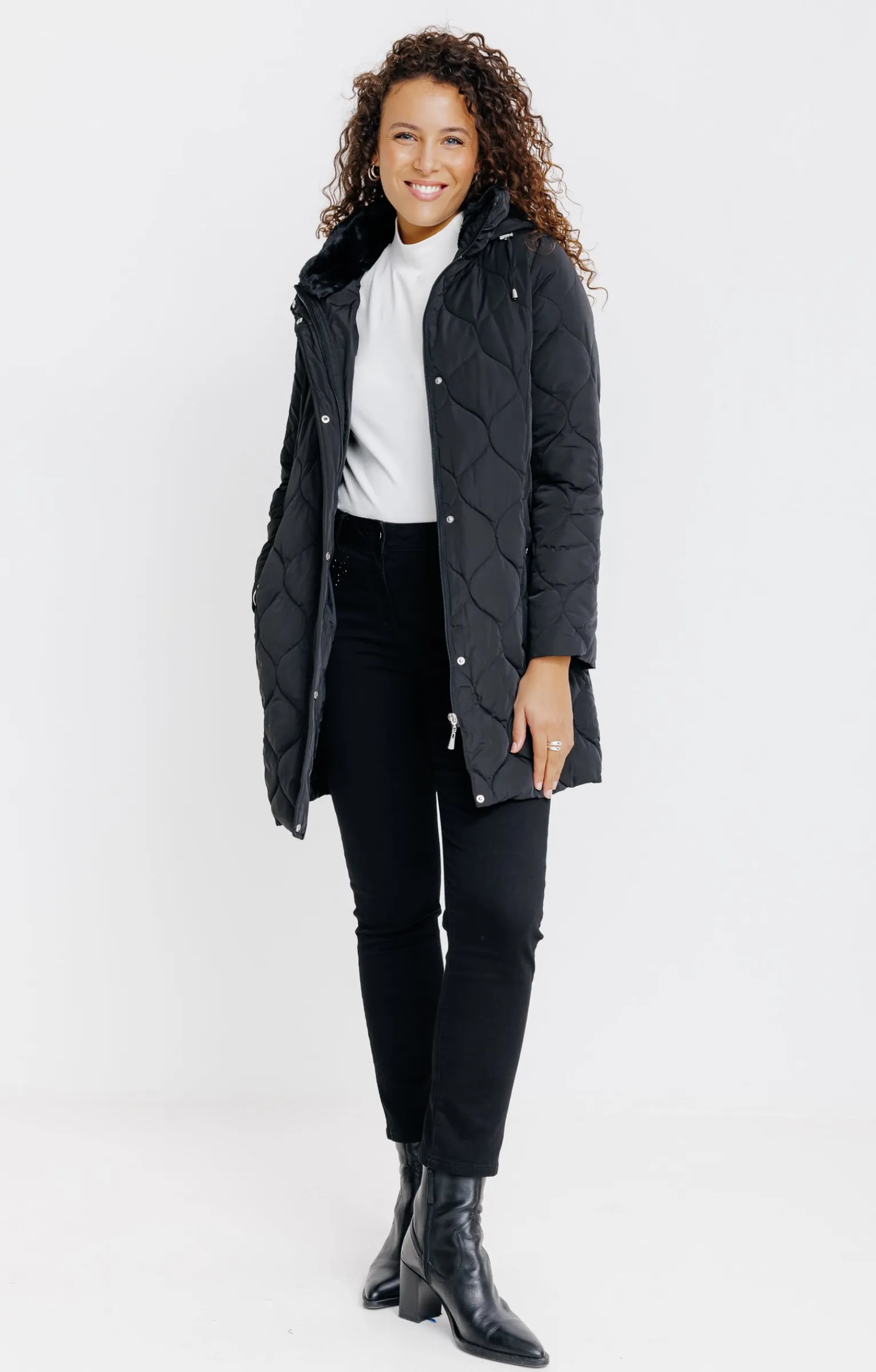 Impers & Parkas<Armand Thiery Doudoune longue matelassage fantaisie - Noir