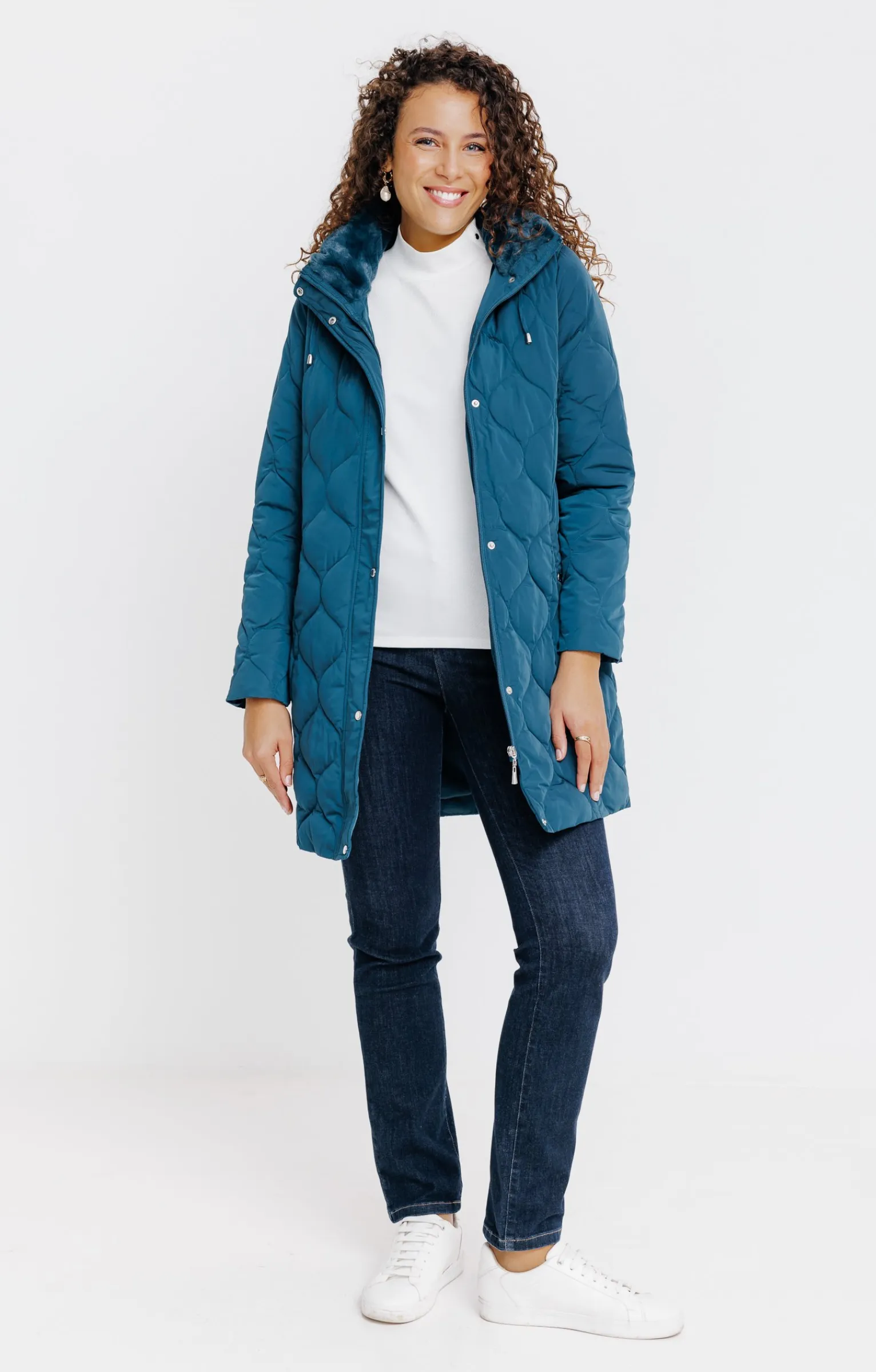 Impers & Parkas<Armand Thiery Doudoune longue matelassage fantaisie - Pétrole