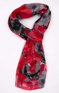 Accessoires<Armand Thiery Grand foulard motifs fleurs - Rouge