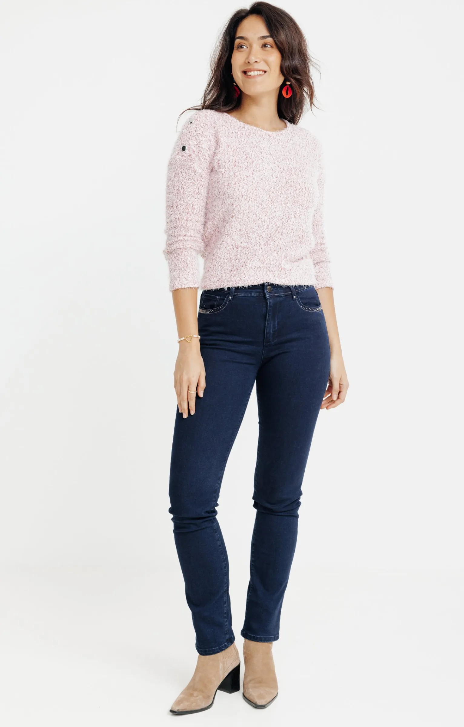Pantalons<Armand Thiery Jean droit détail strass poche - Bleu