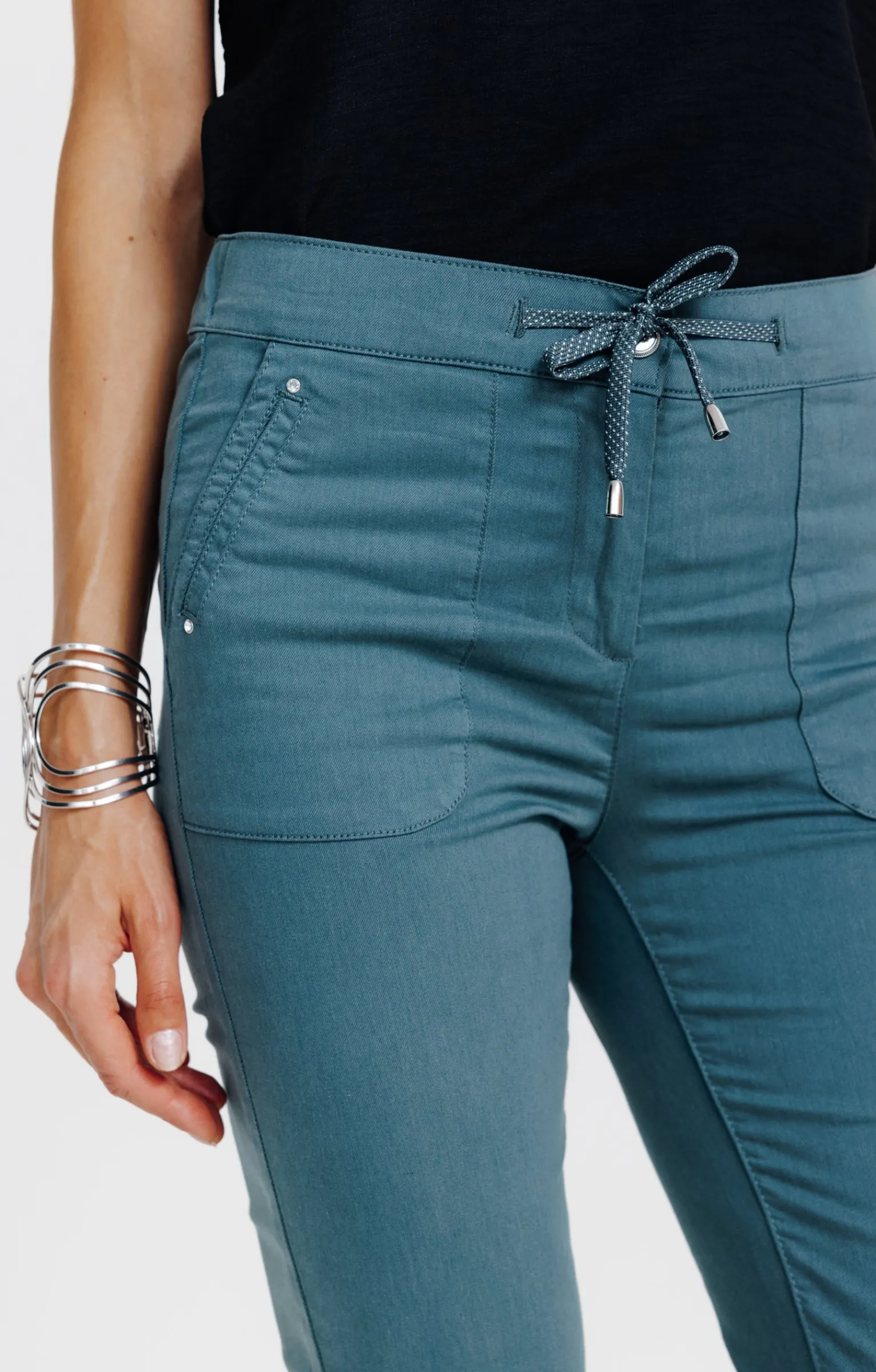 Pantalons<Armand Thiery Jogging coton stretch élastiqué dos - Tilleul