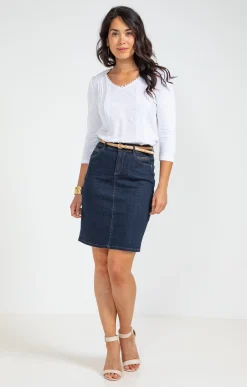 Jupes<Armand Thiery Jupe denim brut avec ceinture - Bleu