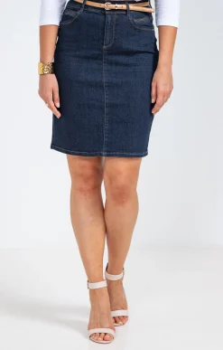 Jupes<Armand Thiery Jupe denim brut avec ceinture - Bleu