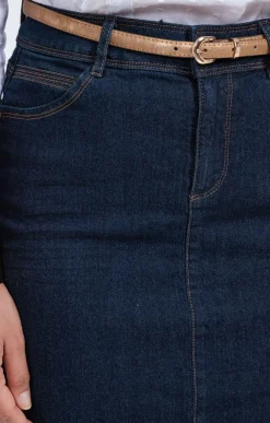 Jupes<Armand Thiery Jupe denim brut avec ceinture - Bleu