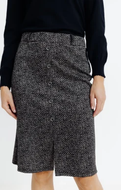 Jupes<Armand Thiery Jupe en jacquard fente milieu devant - Noir
