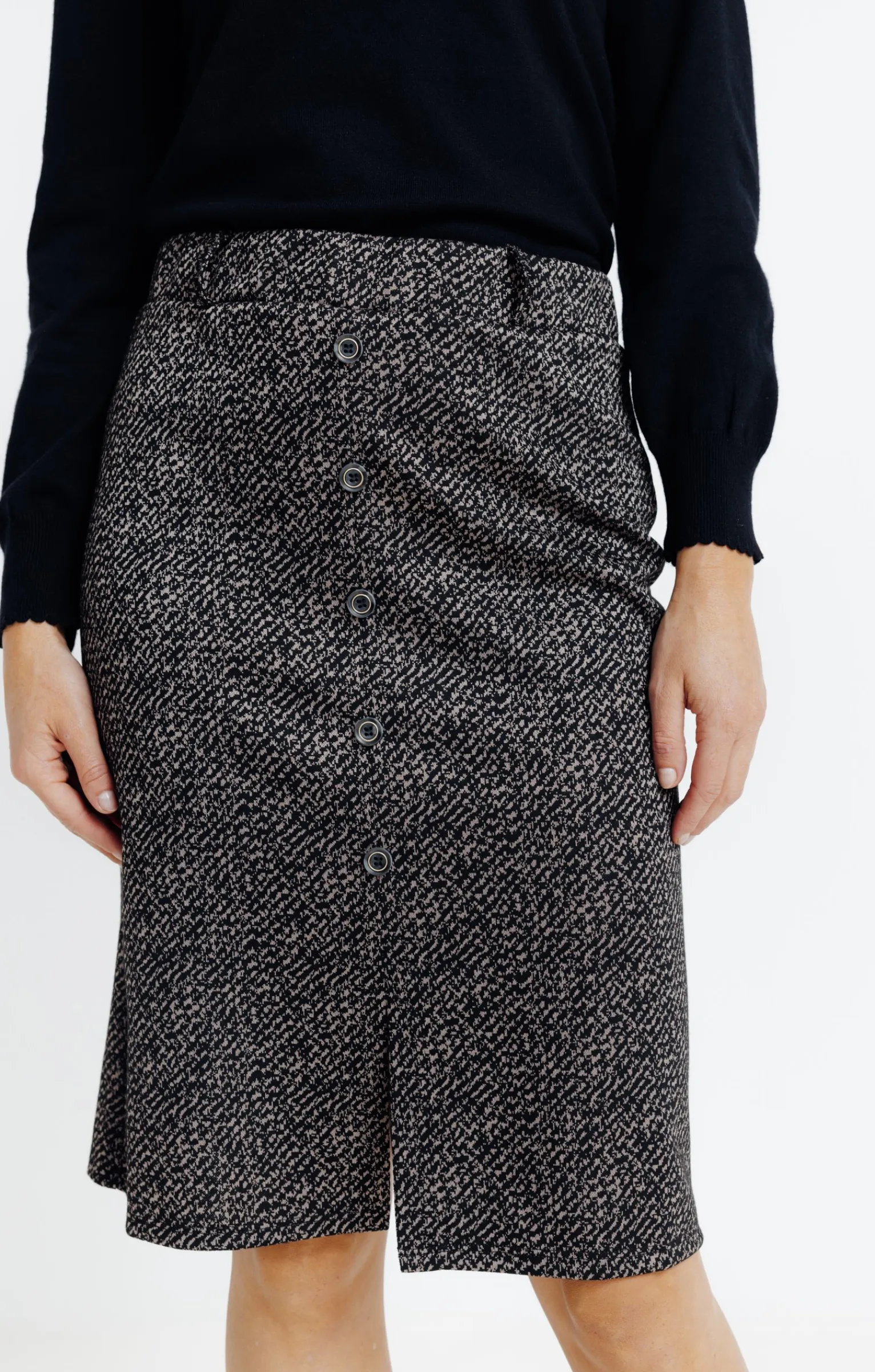 Jupes<Armand Thiery Jupe en jacquard fente milieu devant - Noir