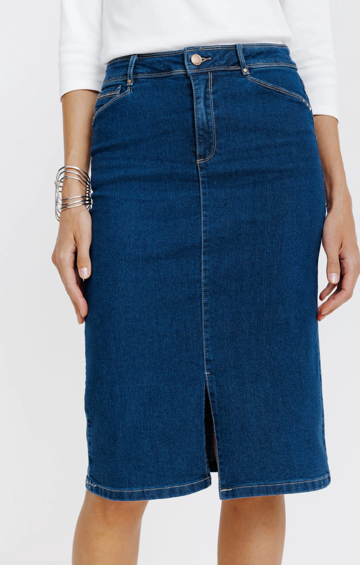 Jupes<Armand Thiery Jupe longue denim stone - Bleu