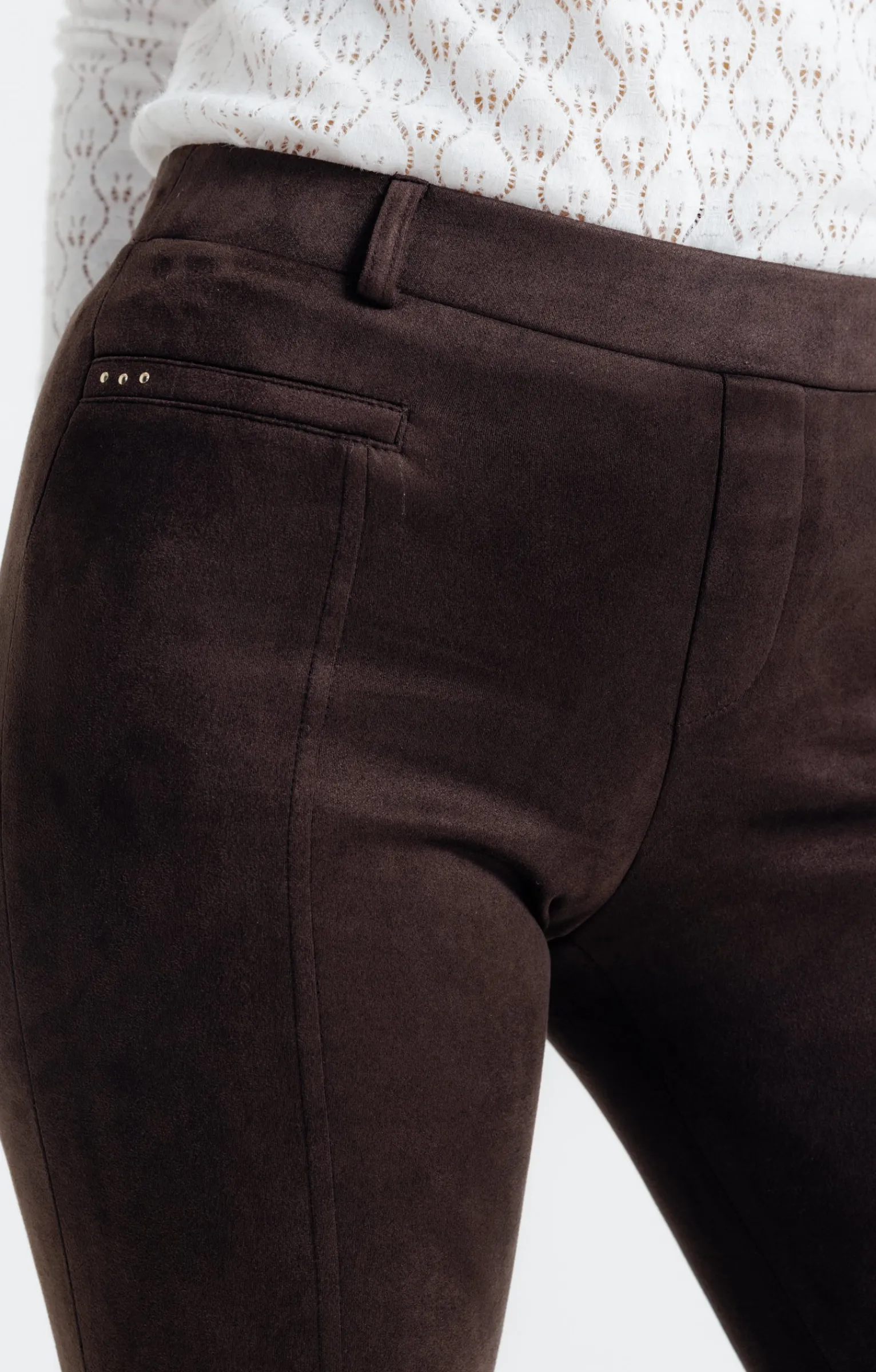 Pantalons<Armand Thiery legging suédine détail clous - Chocolat