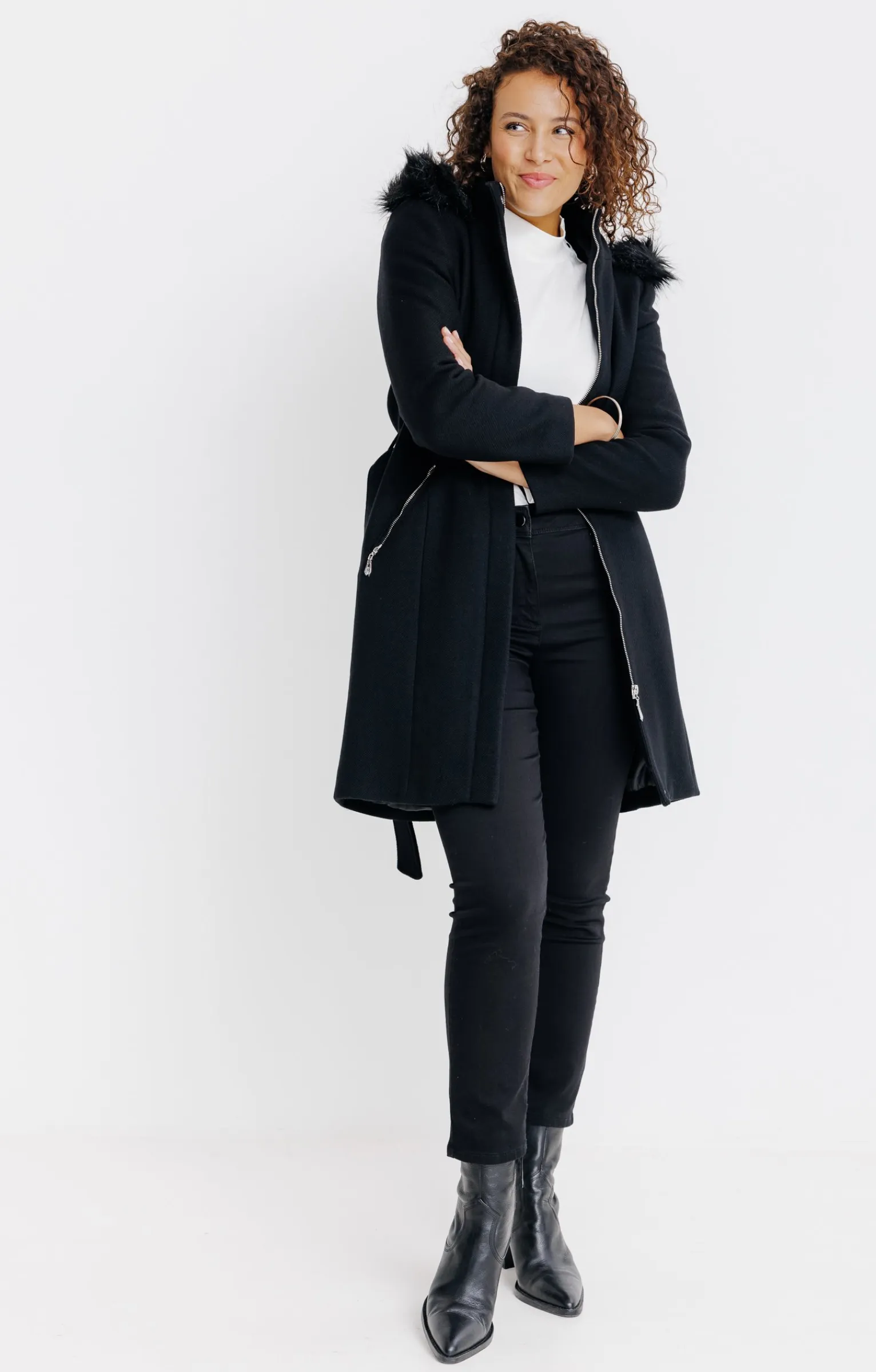 Manteaux<Armand Thiery LONG MANTEAU A CEINTURE - Noir