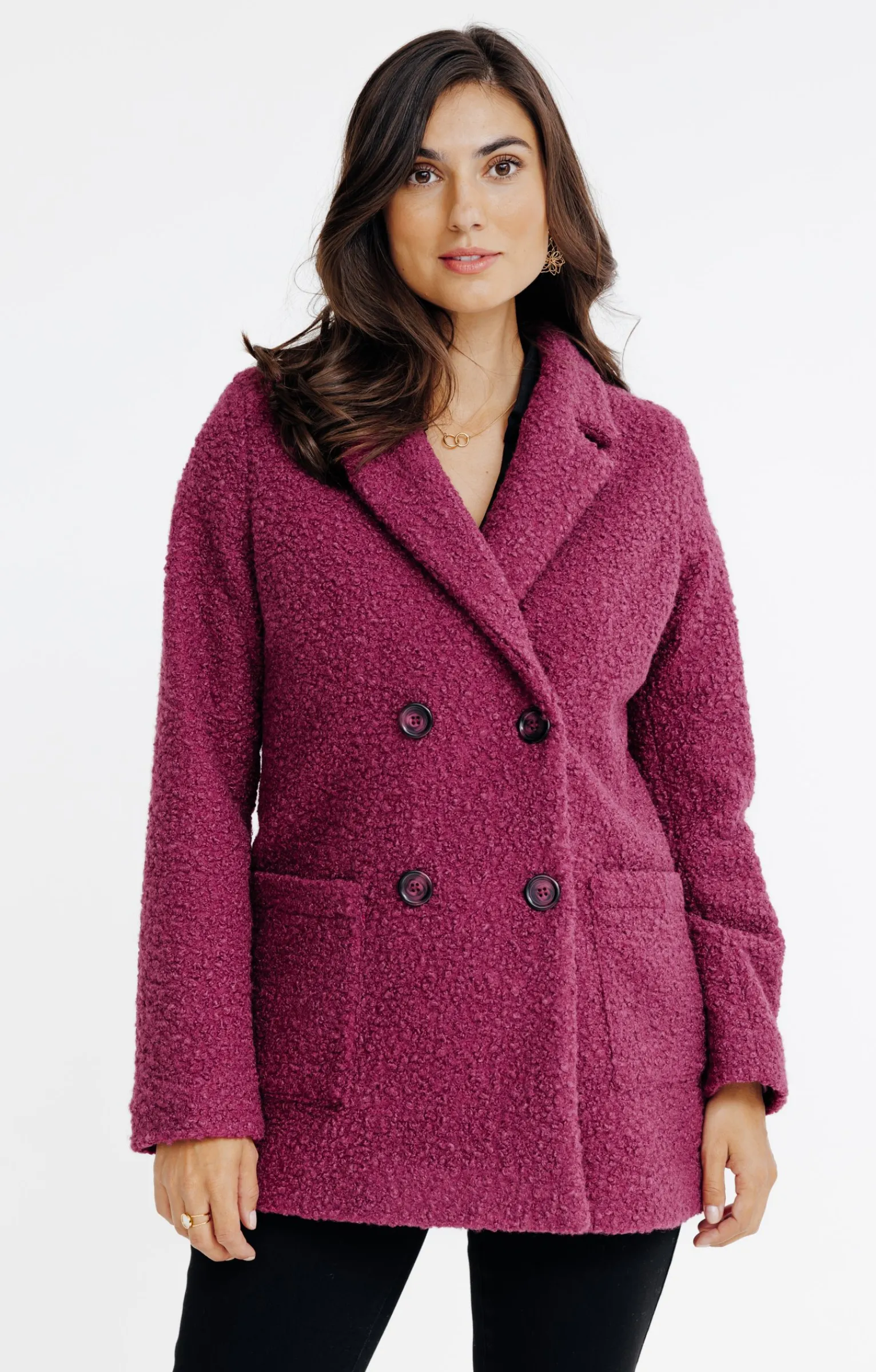 Manteaux<Armand Thiery Manteau court col tailleur - Aubergine