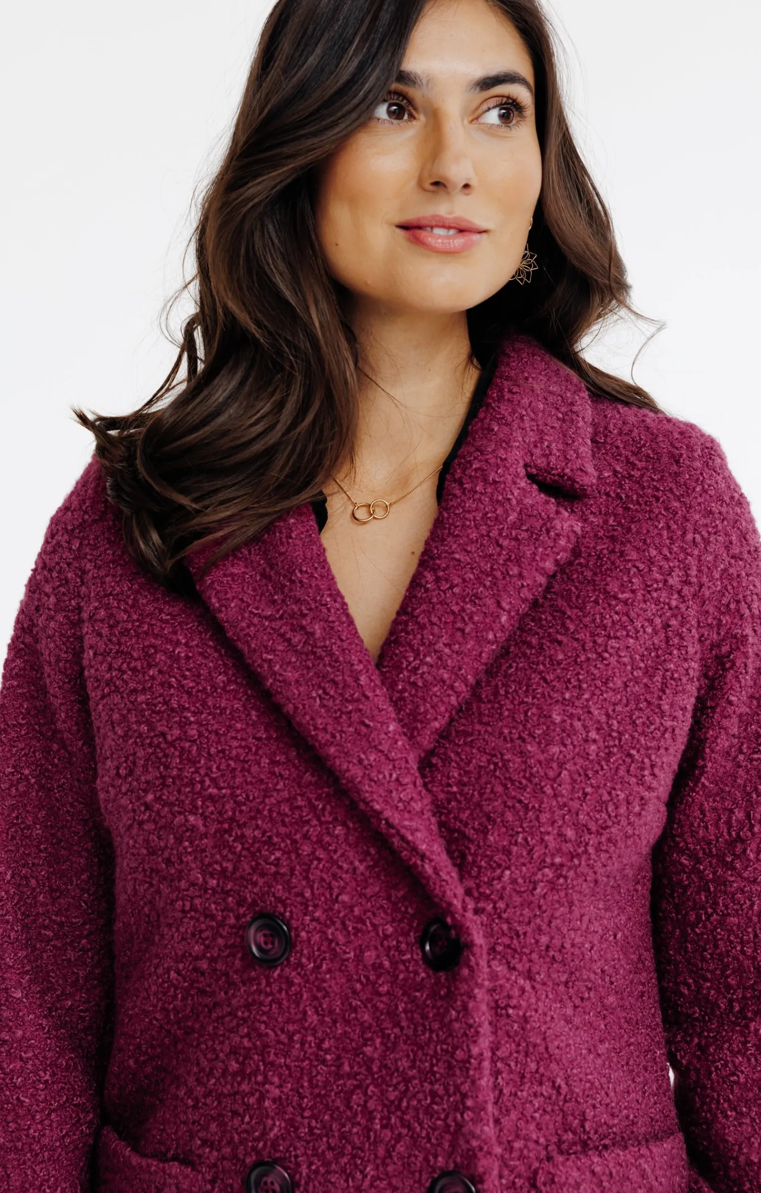 Manteaux<Armand Thiery Manteau court col tailleur - Aubergine