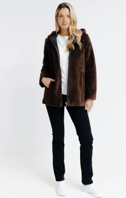Manteaux<Armand Thiery Manteau en fausse fourrure à capuche - Chocolat