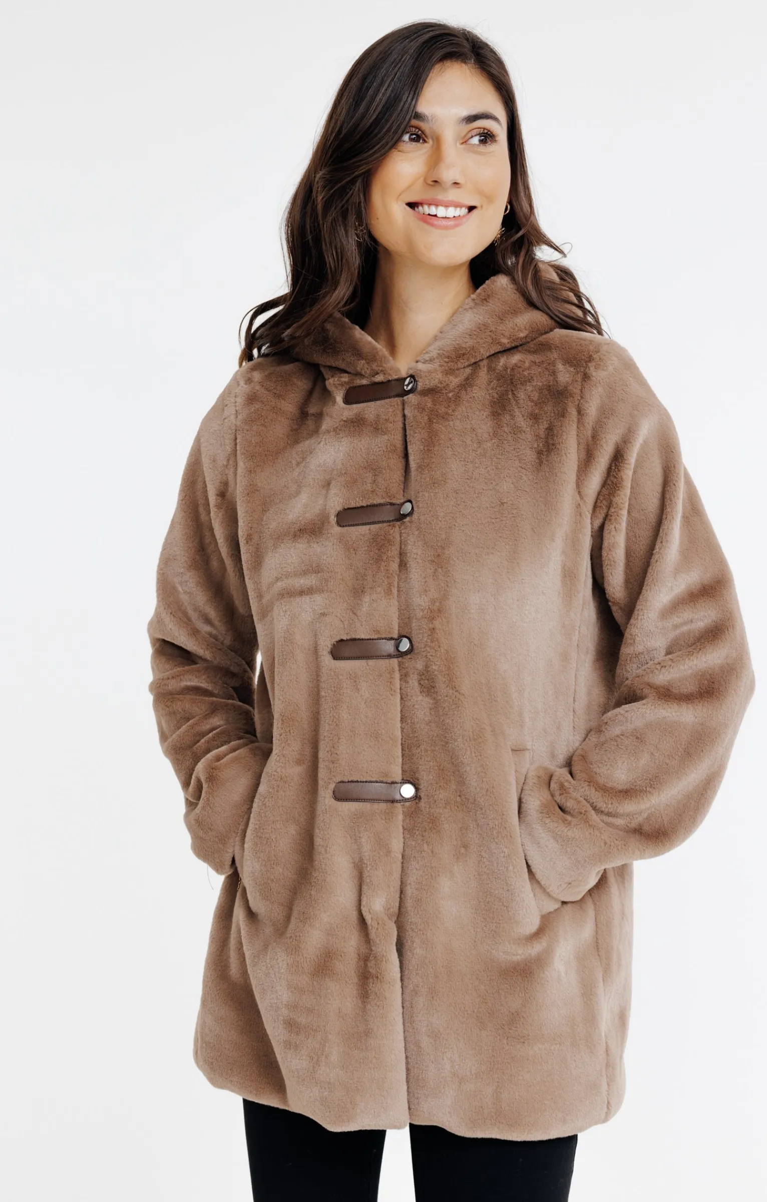 Manteaux<Armand Thiery Manteau en fausse fourrure à capuche - Camel