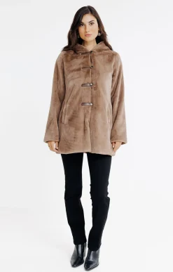 Manteaux<Armand Thiery Manteau en fausse fourrure à capuche - Camel