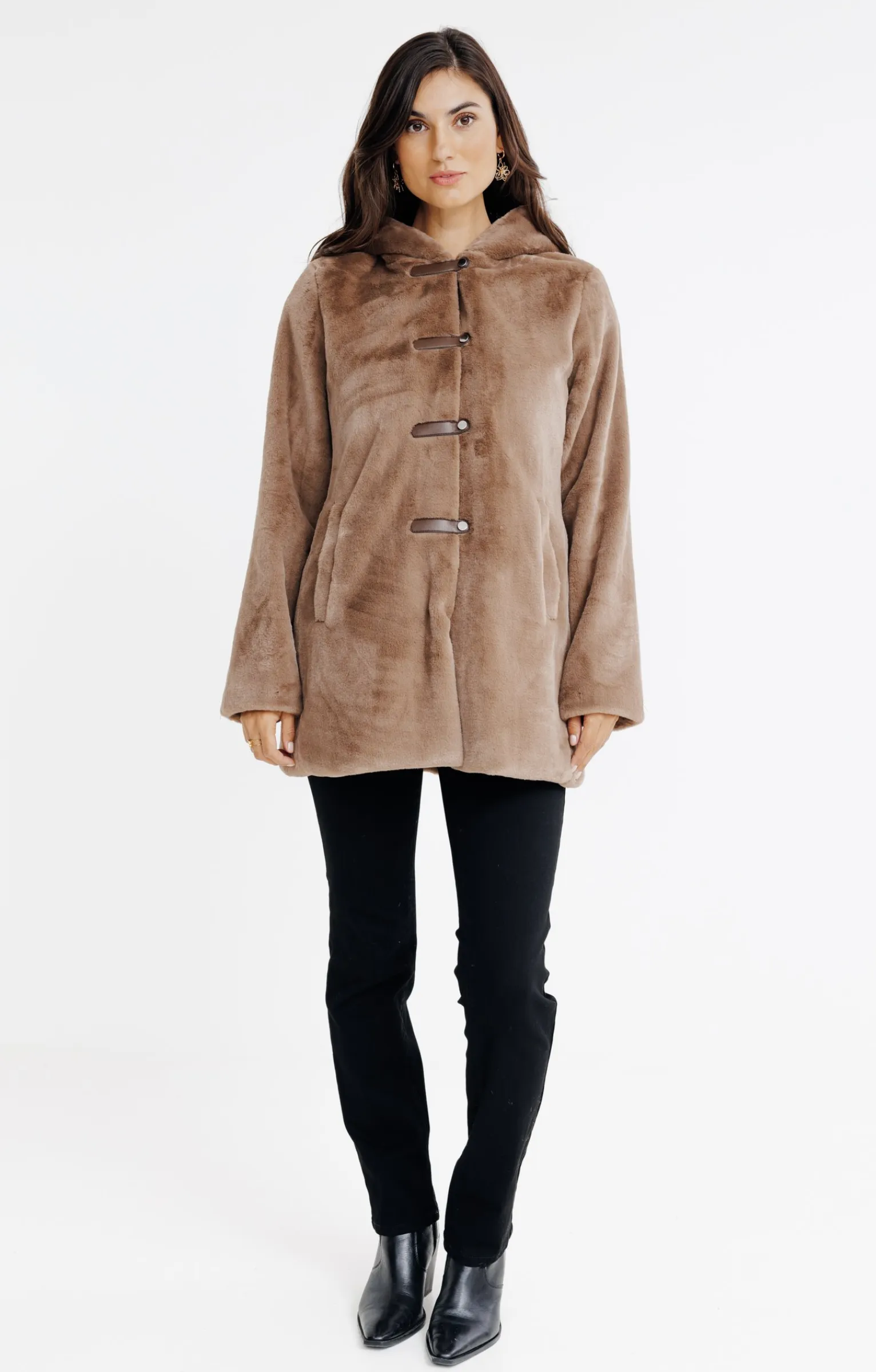 Manteaux<Armand Thiery Manteau en fausse fourrure à capuche - Camel