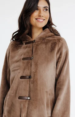 Manteaux<Armand Thiery Manteau en fausse fourrure à capuche - Camel