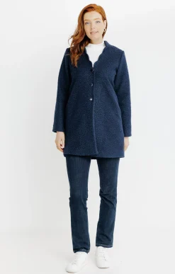 Manteaux<Armand Thiery Manteau long en matière bouclette - Marine