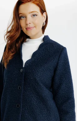Manteaux<Armand Thiery Manteau long en matière bouclette - Marine