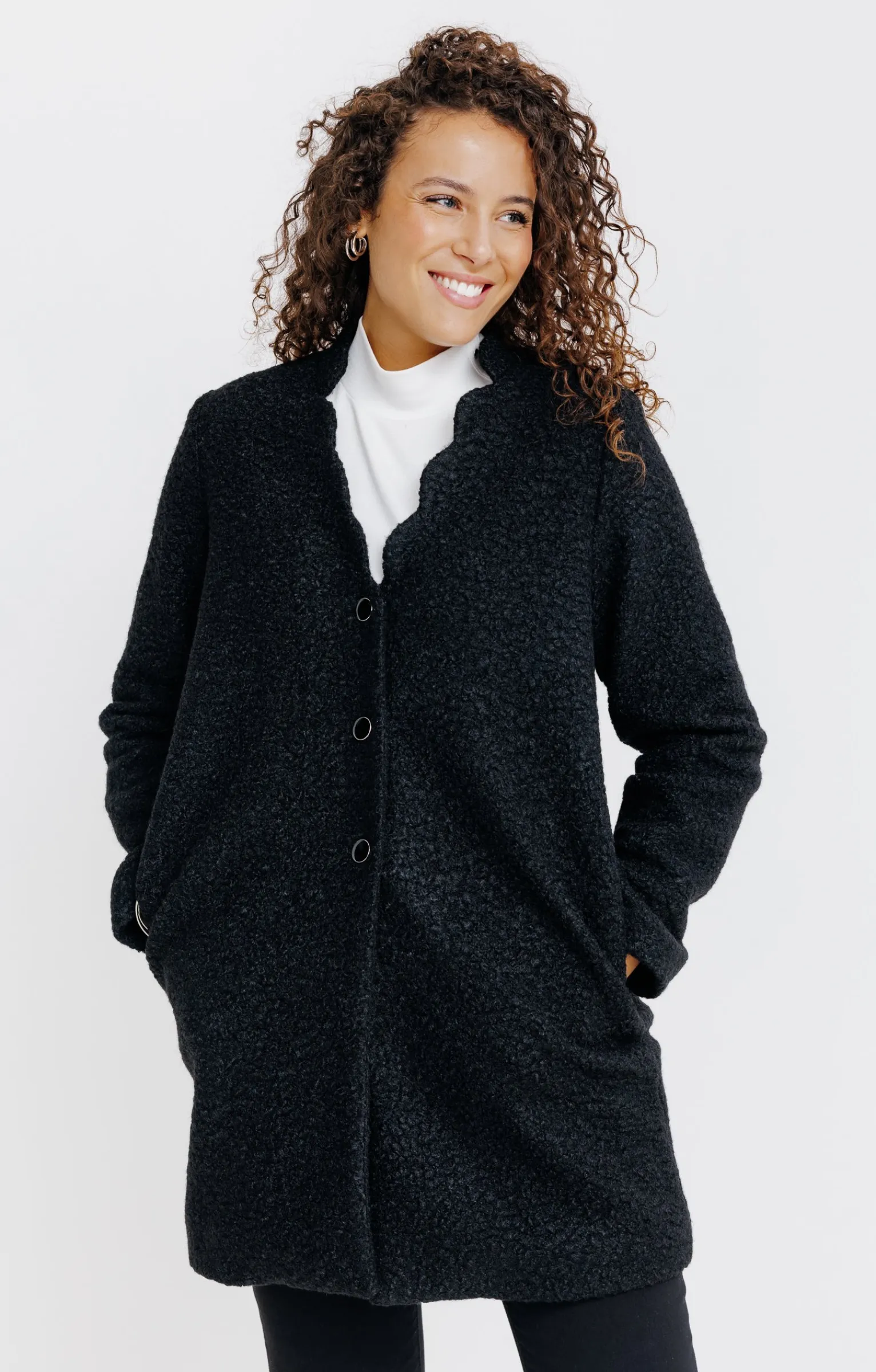 Manteaux<Armand Thiery Manteau long en matière bouclette - Noir