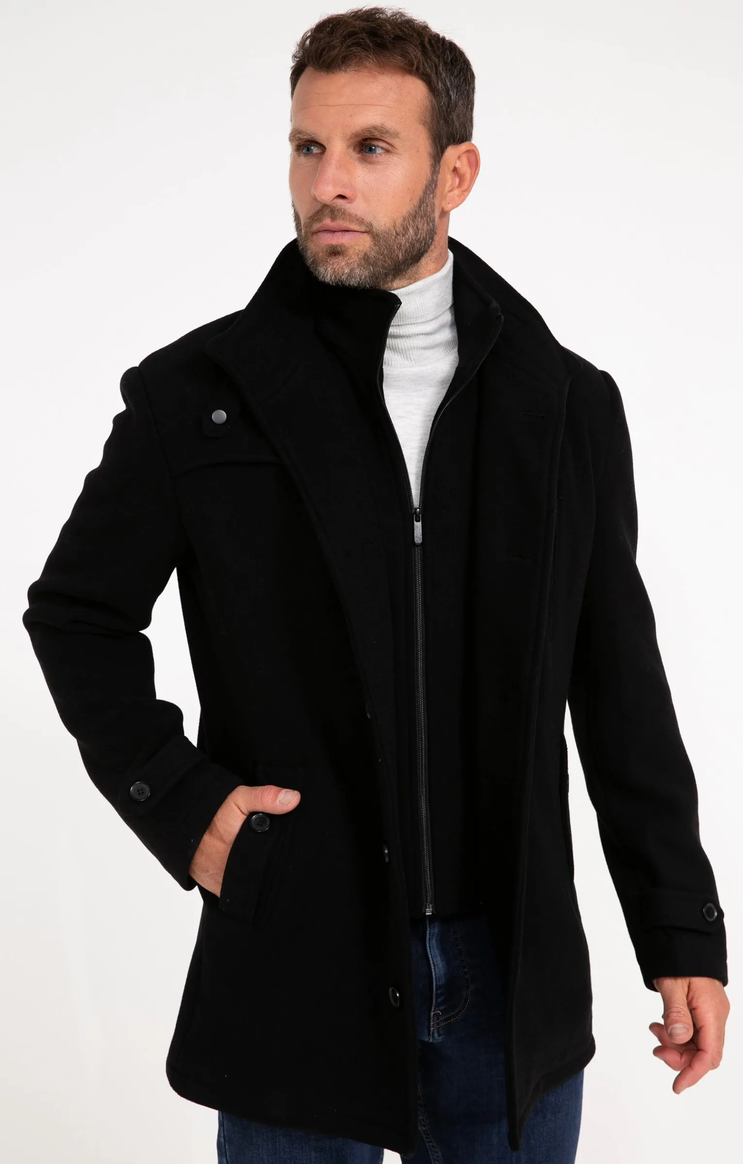 Manteaux<Armand Thiery Manteau mi-long NEW SAENOSTE - Noir