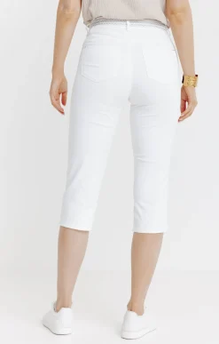 Pantalons<Armand Thiery Pantacourt coton et viscose ceinture - Blanc