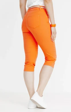 Pantalons<Armand Thiery Pantacourt coton et viscose ceinture - Orange