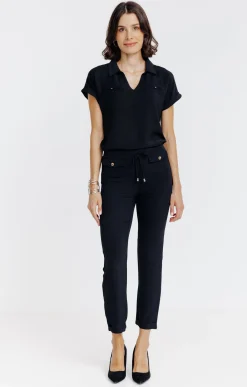 Pantalons<Armand Thiery Pantacourt fluide élastiqué dos - Noir
