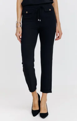 Pantalons<Armand Thiery Pantacourt fluide élastiqué dos - Noir