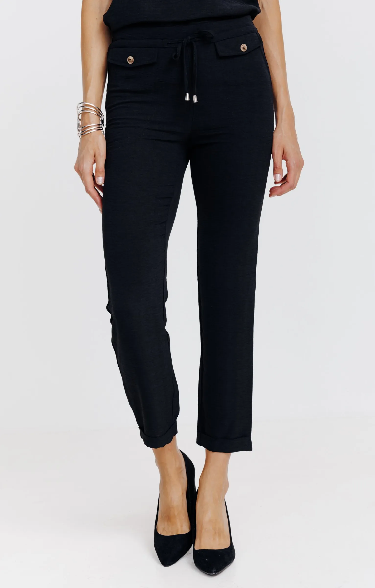 Pantalons<Armand Thiery Pantacourt fluide élastiqué dos - Noir