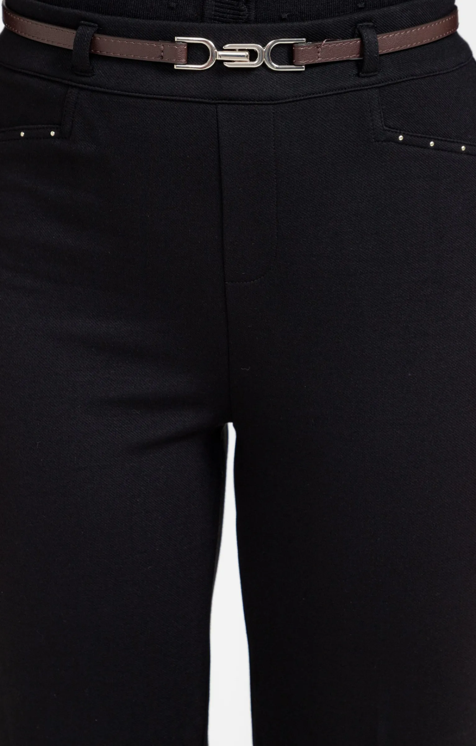 Pantalons<Armand Thiery Pantacourt large en maille détails clous - Noir