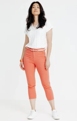 Pantalons<Armand Thiery Pantacourt mi-mollet avec ceinture corde - Pamplemousse