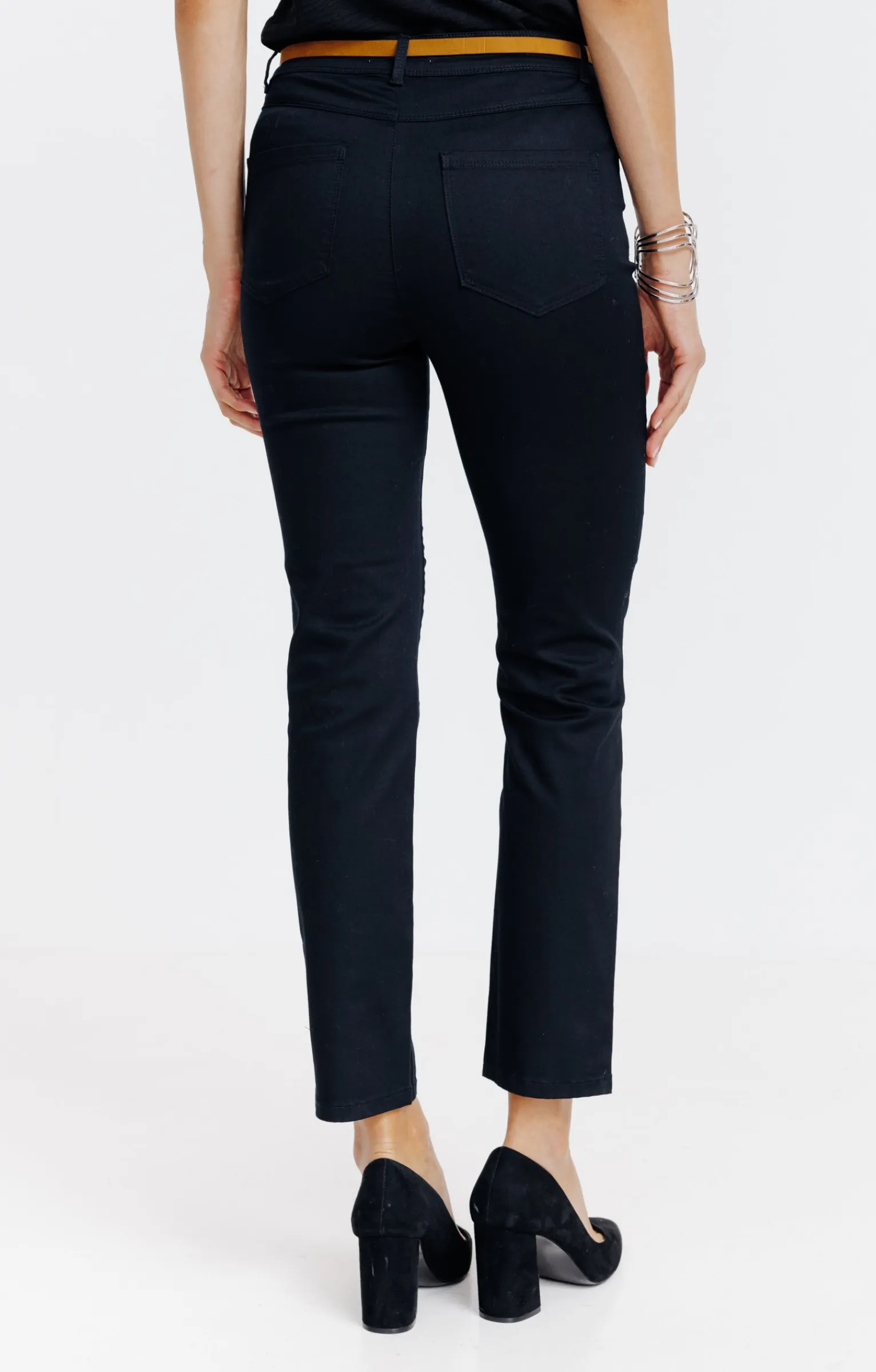Pantalons<Armand Thiery Pantalon 7/8 avec ceinture similicuir - Noir