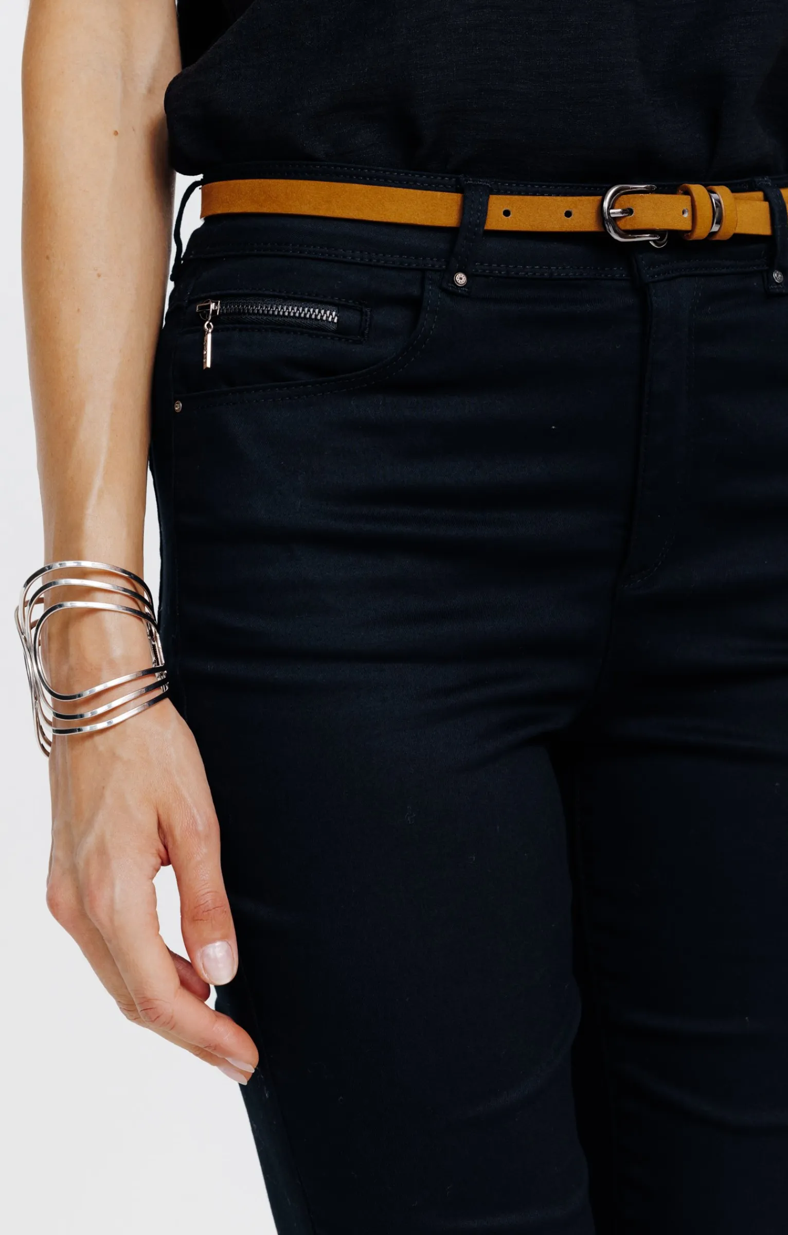 Pantalons<Armand Thiery Pantalon 7/8 avec ceinture similicuir - Noir