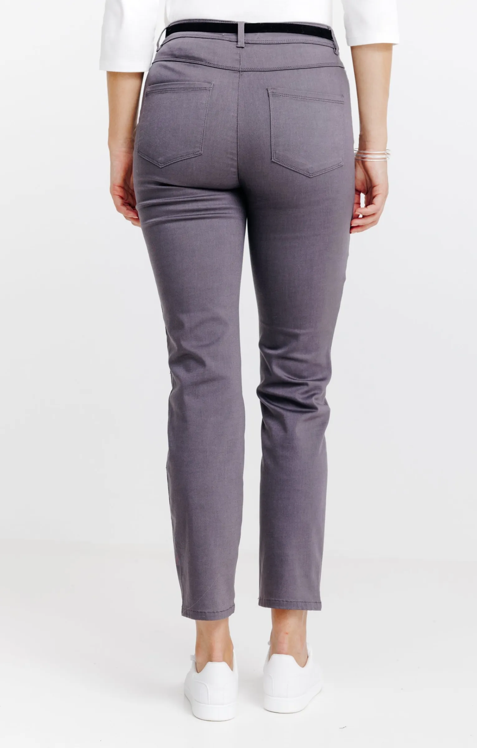 Pantalons<Armand Thiery Pantalon 7/8 avec ceinture similicuir - Grismoyen