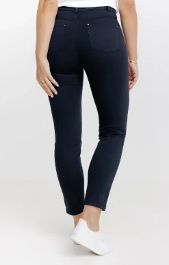 Pantalons<Armand Thiery Pantalon 7/8 brodé en coton viscose - Marine