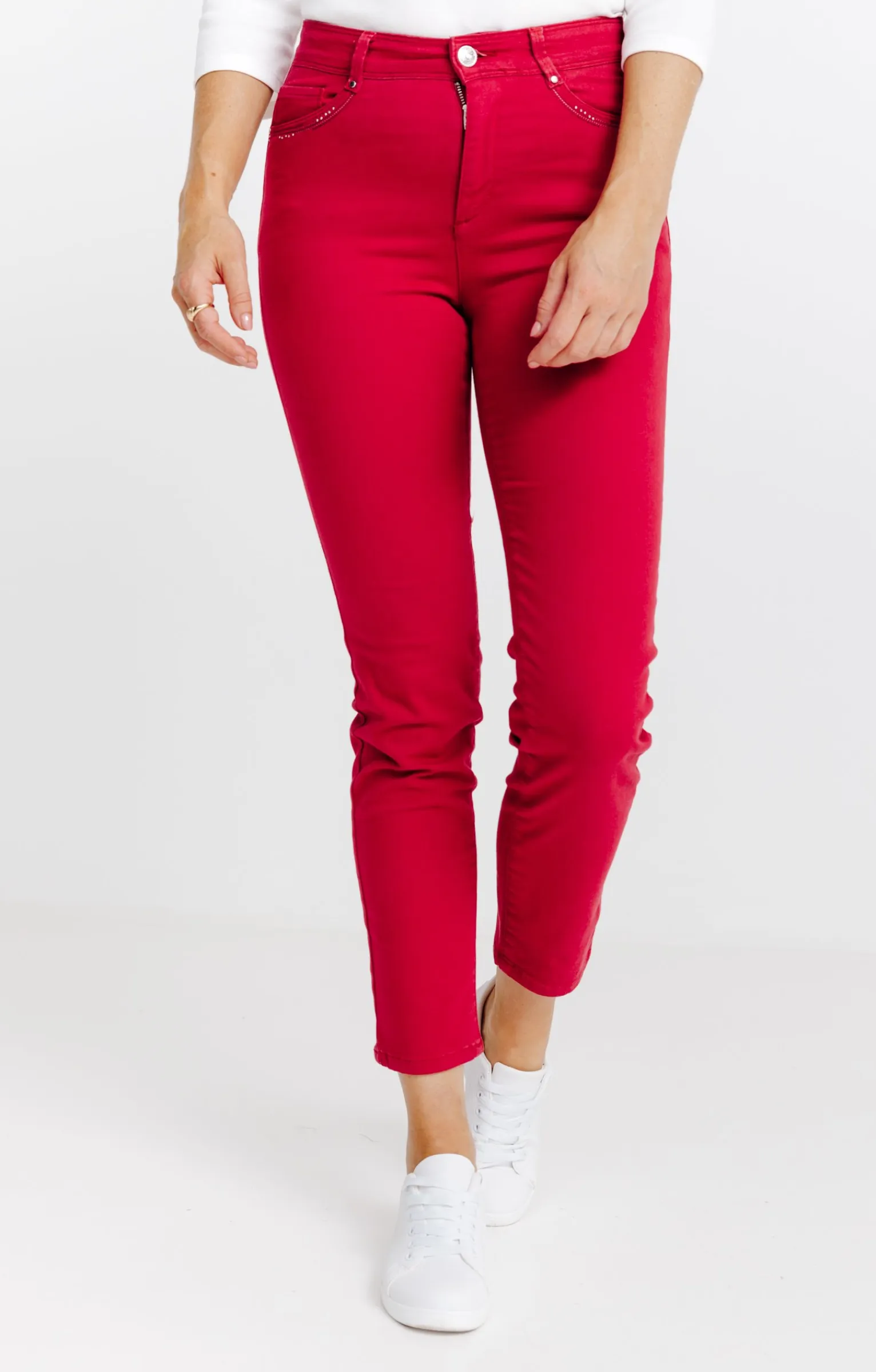 Pantalons<Armand Thiery Pantalon 7/8 brodé en coton viscose - Bordeaux