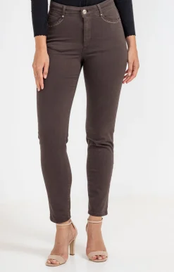 Pantalons<Armand Thiery Pantalon 7/8 brodé en coton viscose - Chocolat