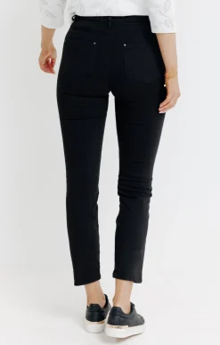 Pantalons<Armand Thiery Pantalon 7/8 brodé en coton viscose - Noir