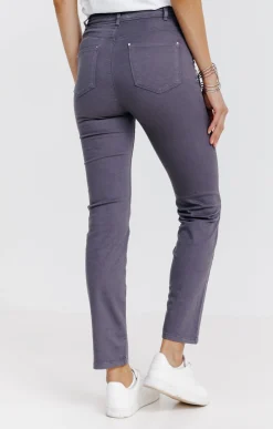 Pantalons<Armand Thiery Pantalon 7/8 brodé en coton viscose - Grismoyen