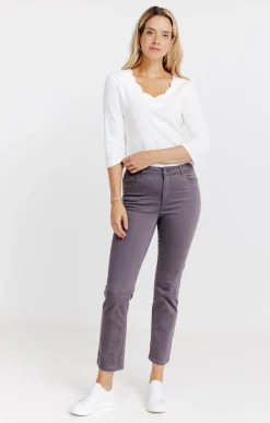 Pantalons<Armand Thiery Pantalon 7/8 coton détail clous poches - Grismoyen