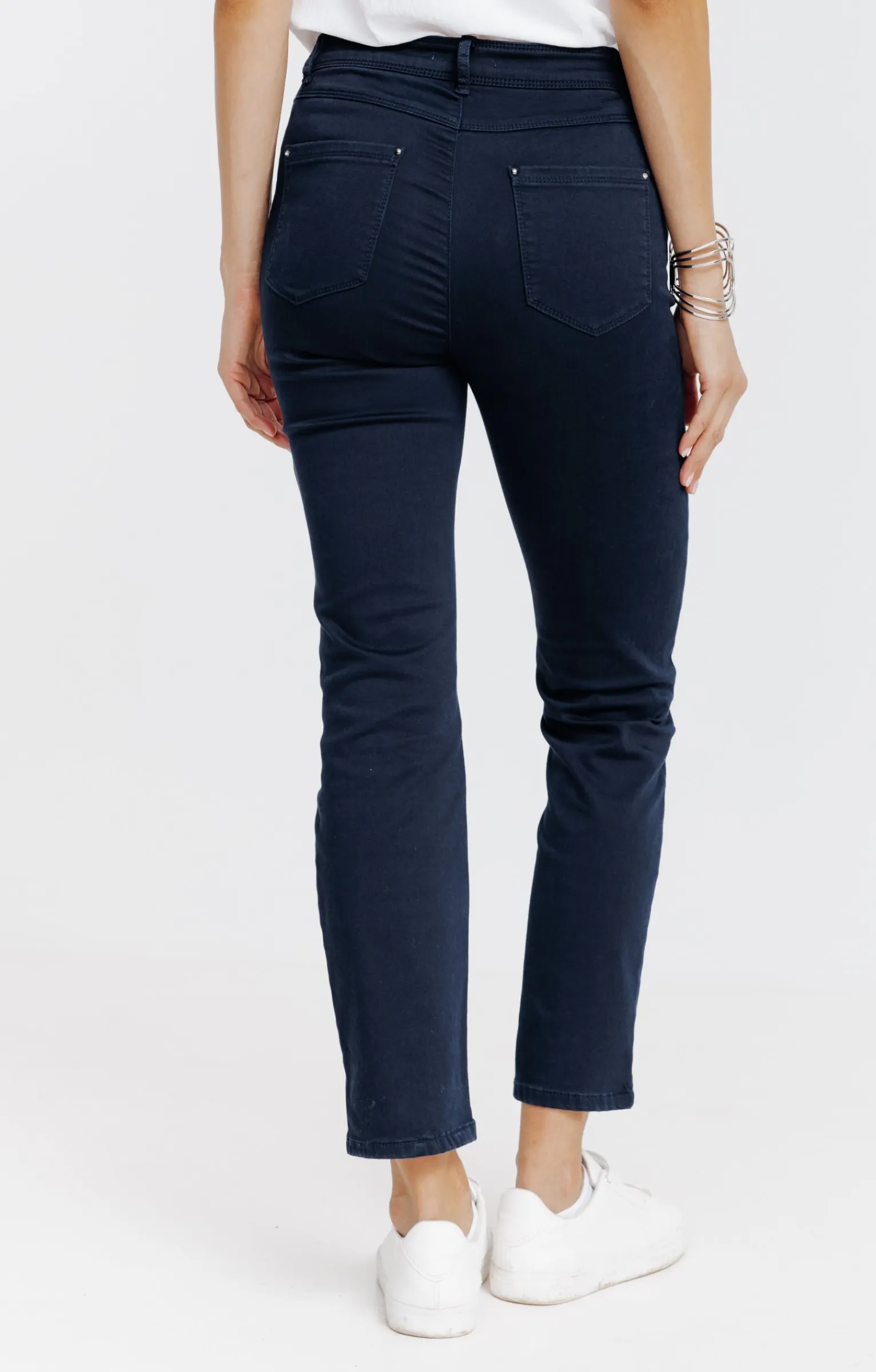 Pantalons<Armand Thiery Pantalon 7/8 coton détail clous poches - Marine
