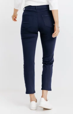 Pantalons<Armand Thiery Pantalon 7/8 coton modal détail strass - Marine