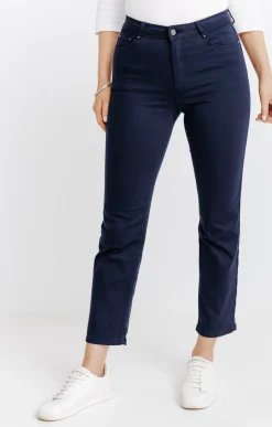 Pantalons<Armand Thiery Pantalon 7/8 coton modal détail strass - Marine