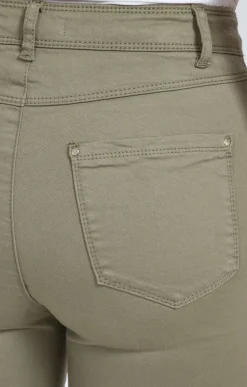 Pantalons<Armand Thiery Pantalon 7/8 coton stretch détail bijou - Kakiclair