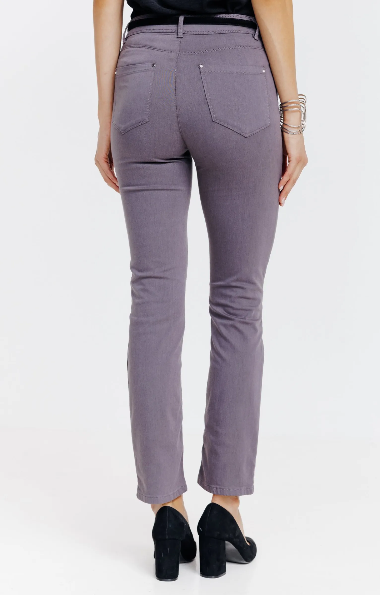 Pantalons<Armand Thiery Pantalon 7/8 coton viscose avec ceinture - Grismoyen
